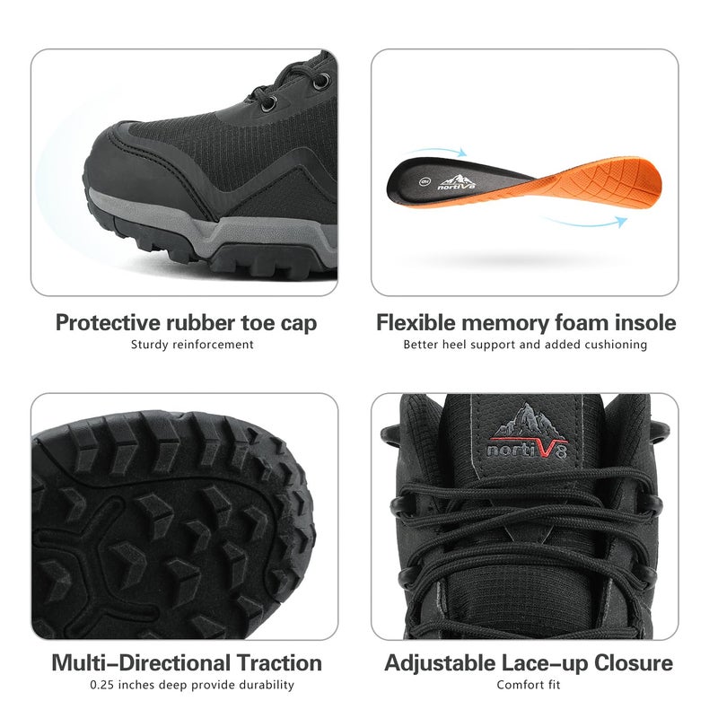 NORTIV 8 Men's Mid Waterproof Hiking Boots Outdoor Lightweight Trekking Mountaineering Camping Shoes,Size 12,All Black,JS19005M - Image 2